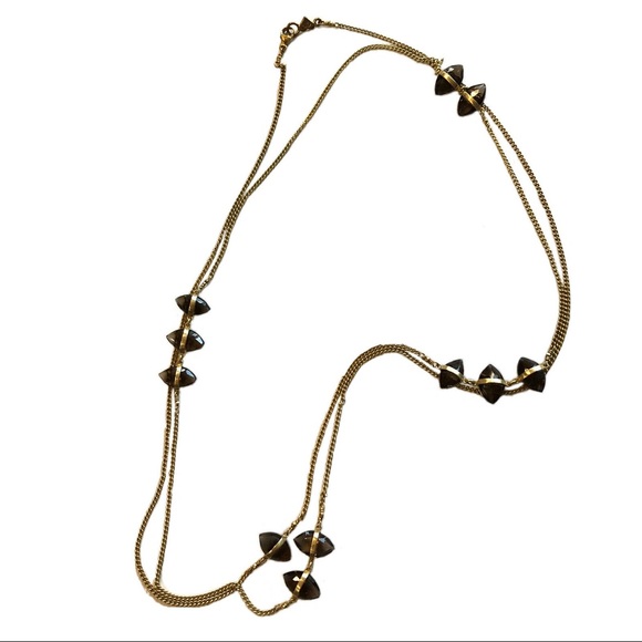 Chan Luu Long Chain Necklace Smoky Quartz Gemstones Gold Plated Sterling Silver - Picture 3 of 10